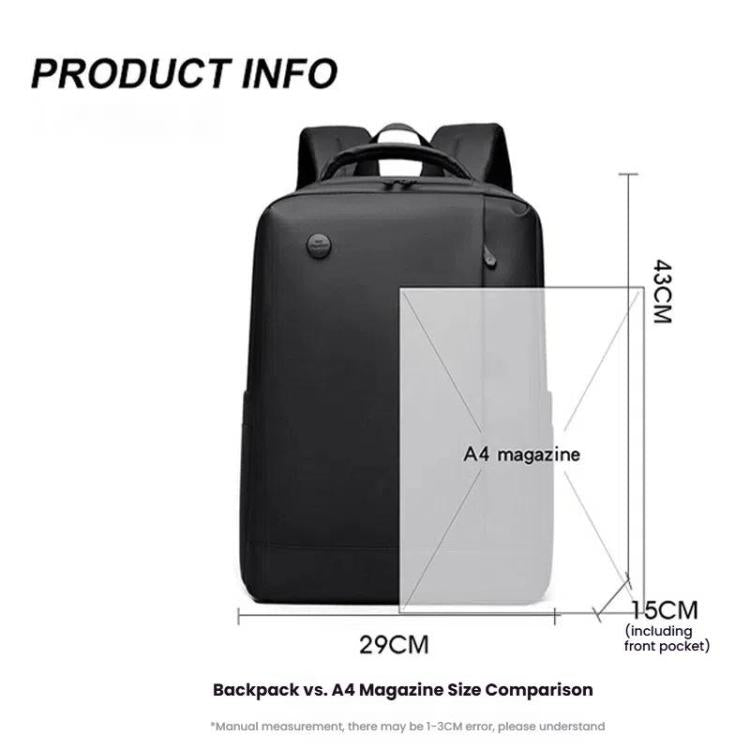 Avelena | WEPOEWR Herren 14-Zoll Laptop Rucksack Wasserdicht Große Kapazität Business Pendler Rucksack (Schwarz)