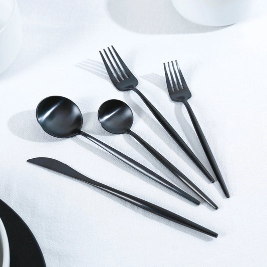 Avelena mattes Schwarz Besteckset – Designer-Silberbesteck