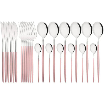 Avelena Pink Edelstahl Besteckset für stilvolle Anlässe