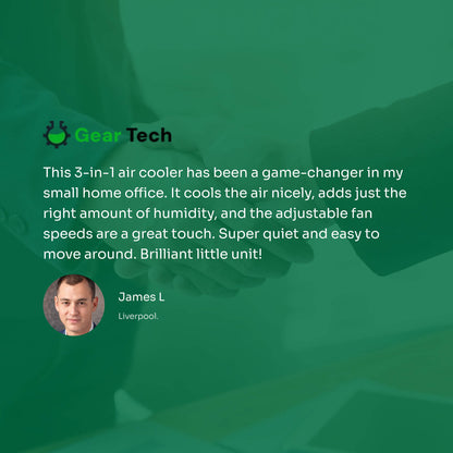 Avelena | 3-in-1 Luftkühler Luftbefeuchter | Tragbar, einstellbare Ventilatorgeschwindigkeiten & ideal für Schlafzimmer, Büros & kleine Räume