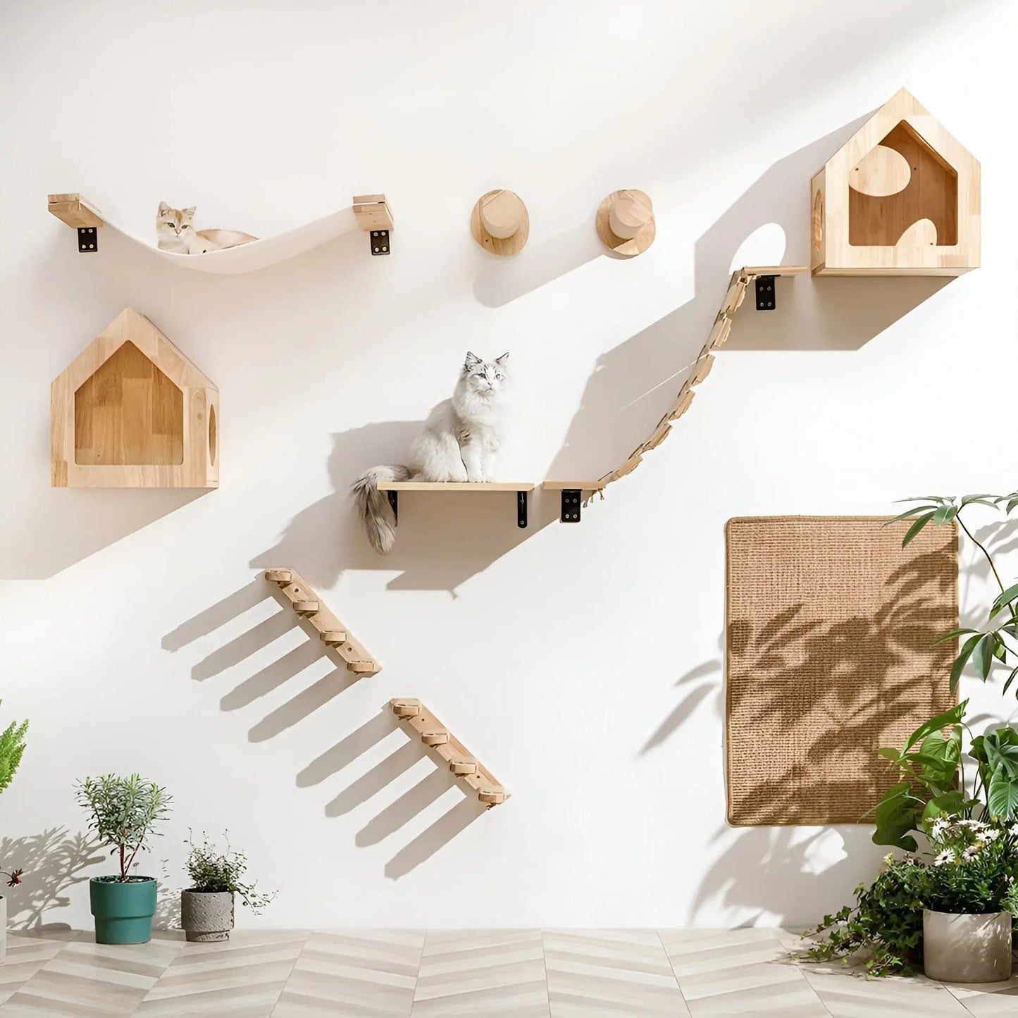 Avelena | Wandkletterbrett für Katzen mit Krallenpad Climbpaws