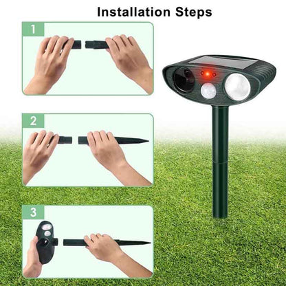 Avelena | Solar-powered ultrasonic rabbit repeller with flashing light – Effective pest control for gardens and yards