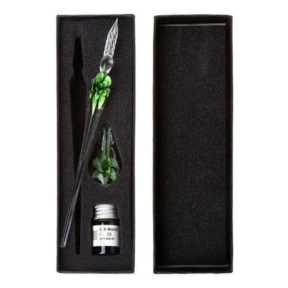 Avelena | Glas Kalligraphie Stift Set mit Tinte und Stiftablage