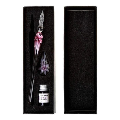 Avelena | Glas Kalligraphie Stift Set mit Tinte und Stiftablage