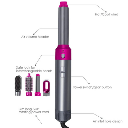 Avelena | Rose Hairstyler 5 I 1 Professionelles Haarstylingbürstenset