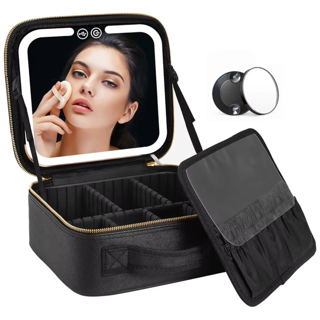 Avelena | Luxuriöser Make-Up-Organizer mit Beleuchtetem Spiegel