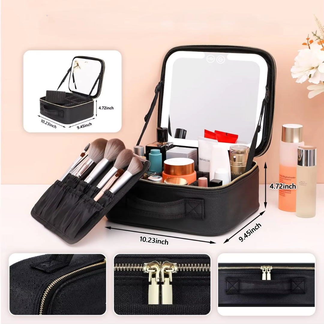 Avelena | Luxuriöser Make-Up-Organizer mit Beleuchtetem Spiegel