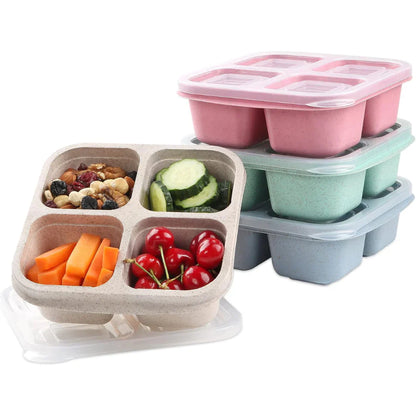 Avelena | Bento-Style 4-Fach Meal-Prep-Boxen im 4er-Pack – Nachhaltig und Praktisch
