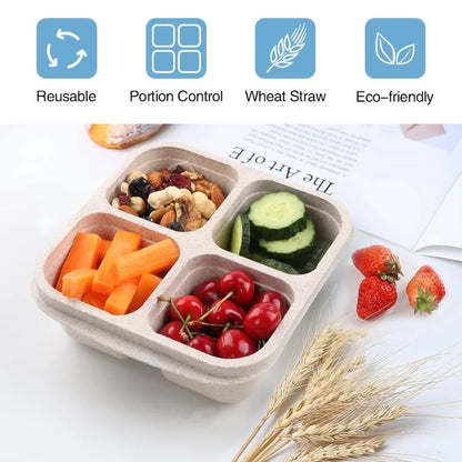 Avelena | Bento-Style 4-Fach Meal-Prep-Boxen im 4er-Pack – Nachhaltig und Praktisch