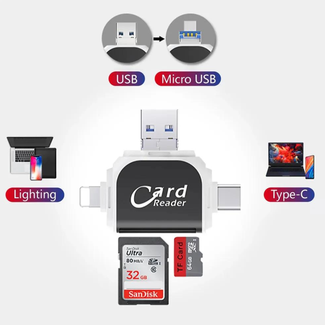 Avelena | Kartenleser Multi-Port 4 I 1 Universal Sd Tf Kartenleser