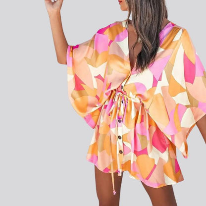 Avelena | Boho-Hemdkleid mit V-Ausschnitt und Blumendruck