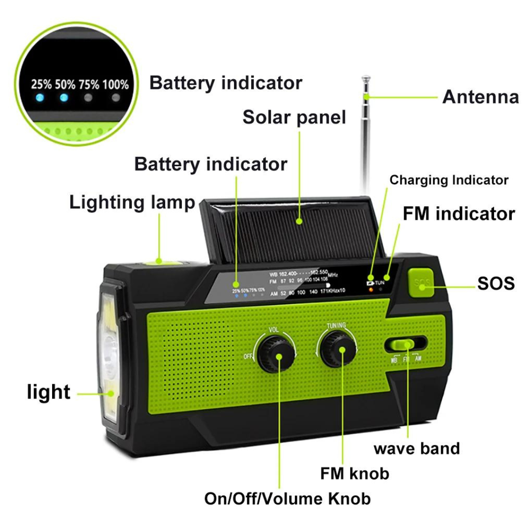 Avelena | Notfallradio Multifunktionales Solarbetriebenes Radio