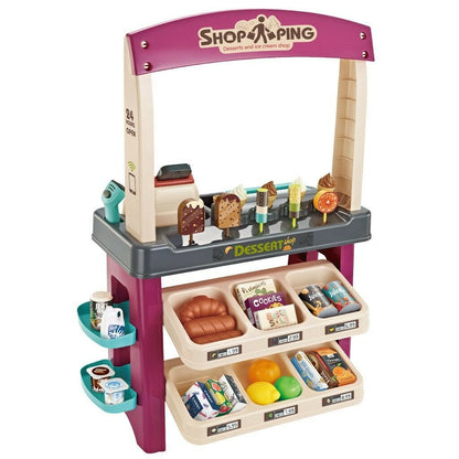 Avelena | Kinder Supermarkt Eiswagen Laden Dessert Lebensmittel Späte Rolle Spiel Set Spielzeug Geschenk Blau