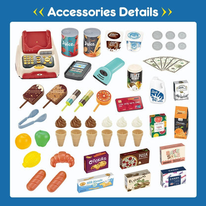 Avelena | Kinder Supermarkt Eiswagen Laden Dessert Lebensmittel Späte Rolle Spiel Set Spielzeug Geschenk Blau