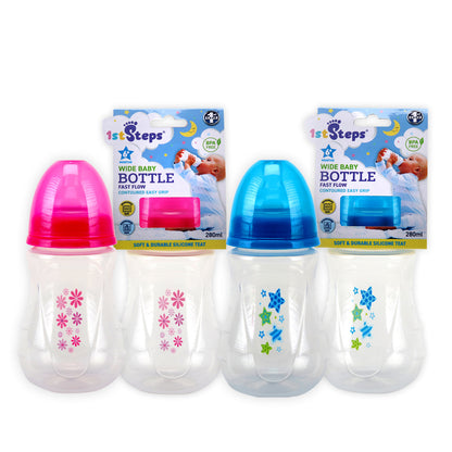 Avelena | 1St Steps 12Pce 280Ml Babyflaschen Breite Öffnung Schnelle Fließgeschwindigkeit Schnuller Bpa