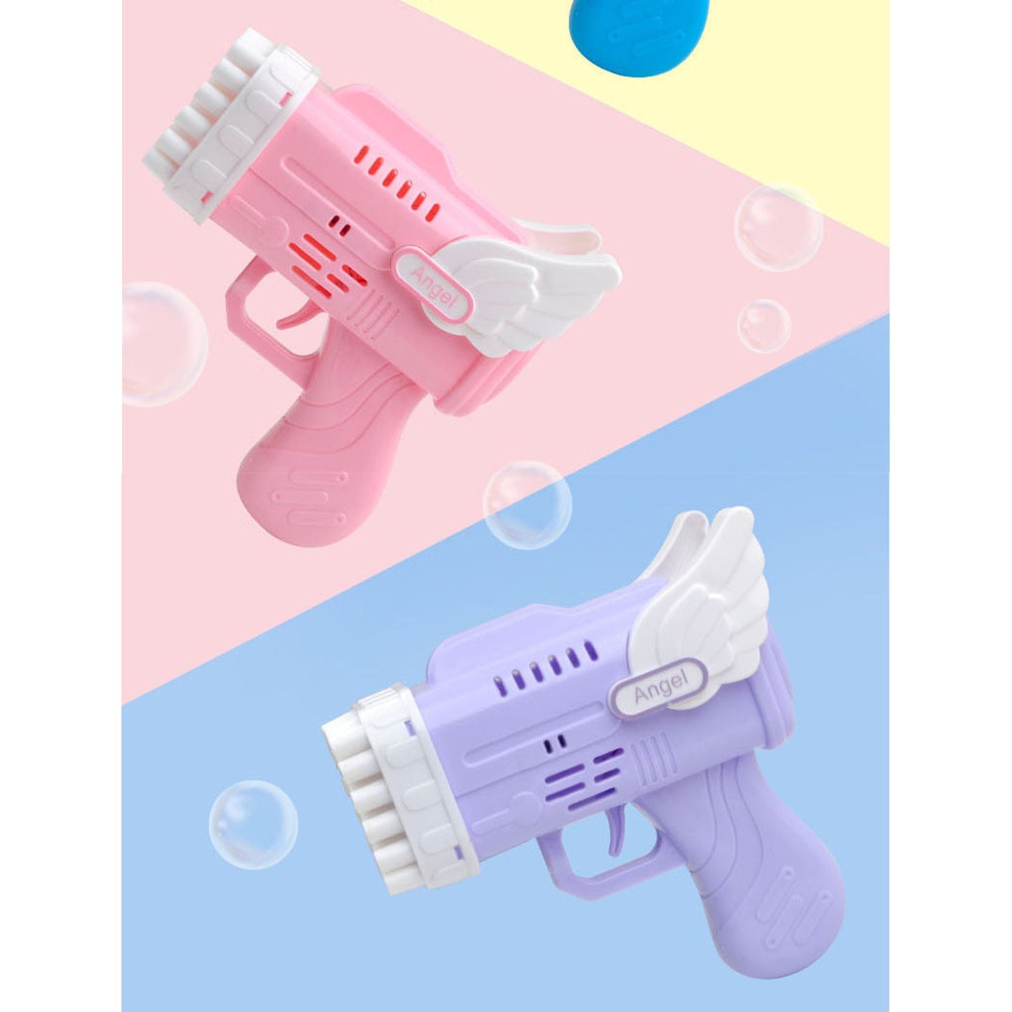 Avelena | Bubblerainbow 42 Loch Engel Flügel Automatische Blasen Pistol Werfer Spielzeug Lila