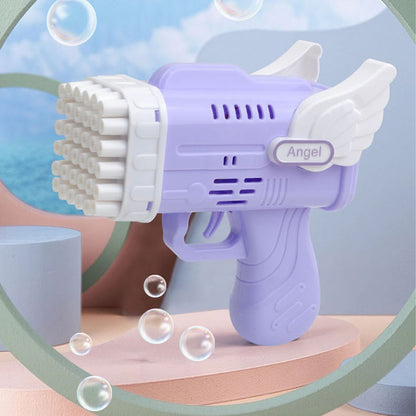 Avelena | Bubblerainbow 42 Loch Engel Flügel Automatische Blasen Pistol Werfer Spielzeug Lila