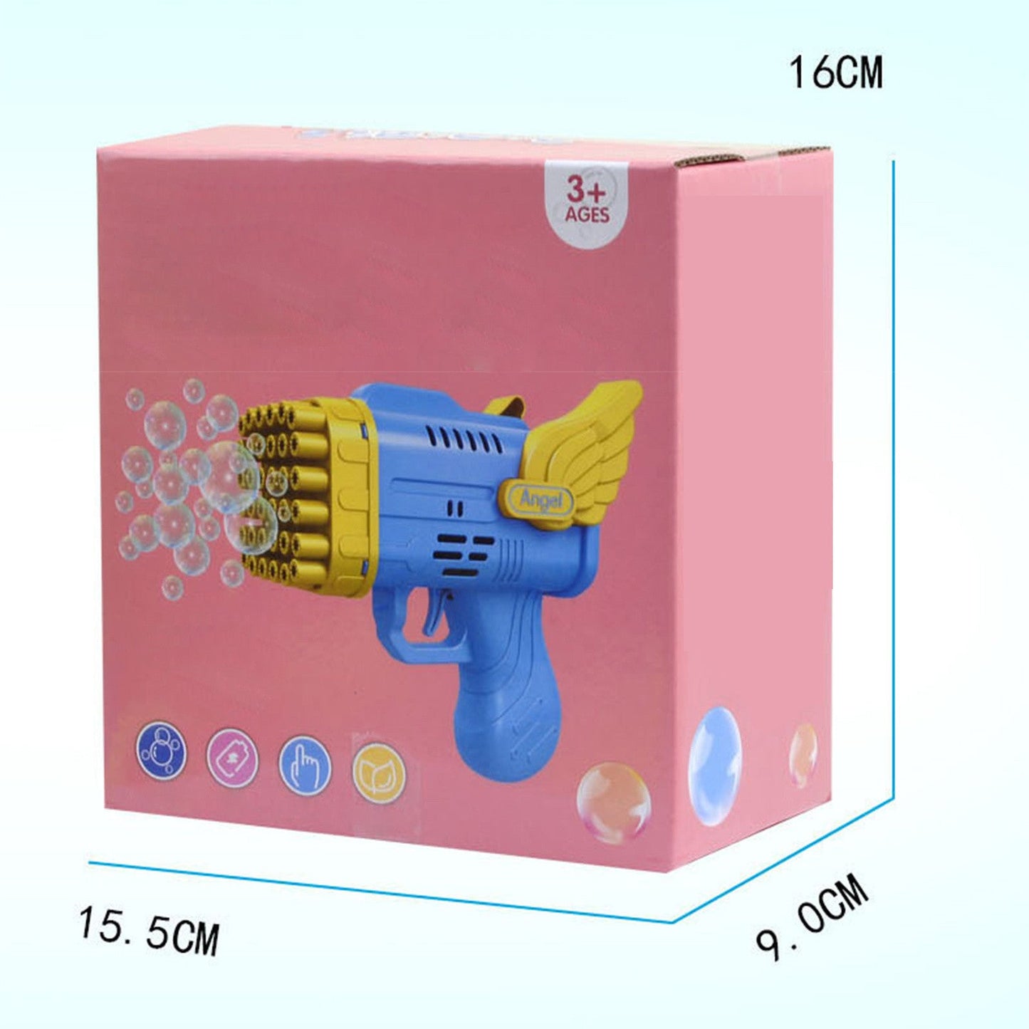 Avelena | Bubblerainbow 42 Loch Engel Flügel Automatische Blasen Pistol Werfer Spielzeug Lila