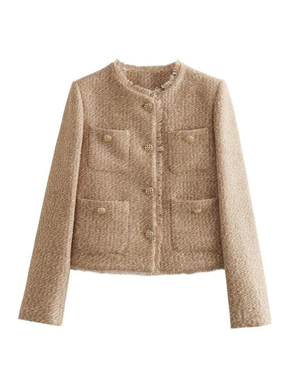 Avelena - Elegante Tweed-Jacke mit goldenen Knöpfen