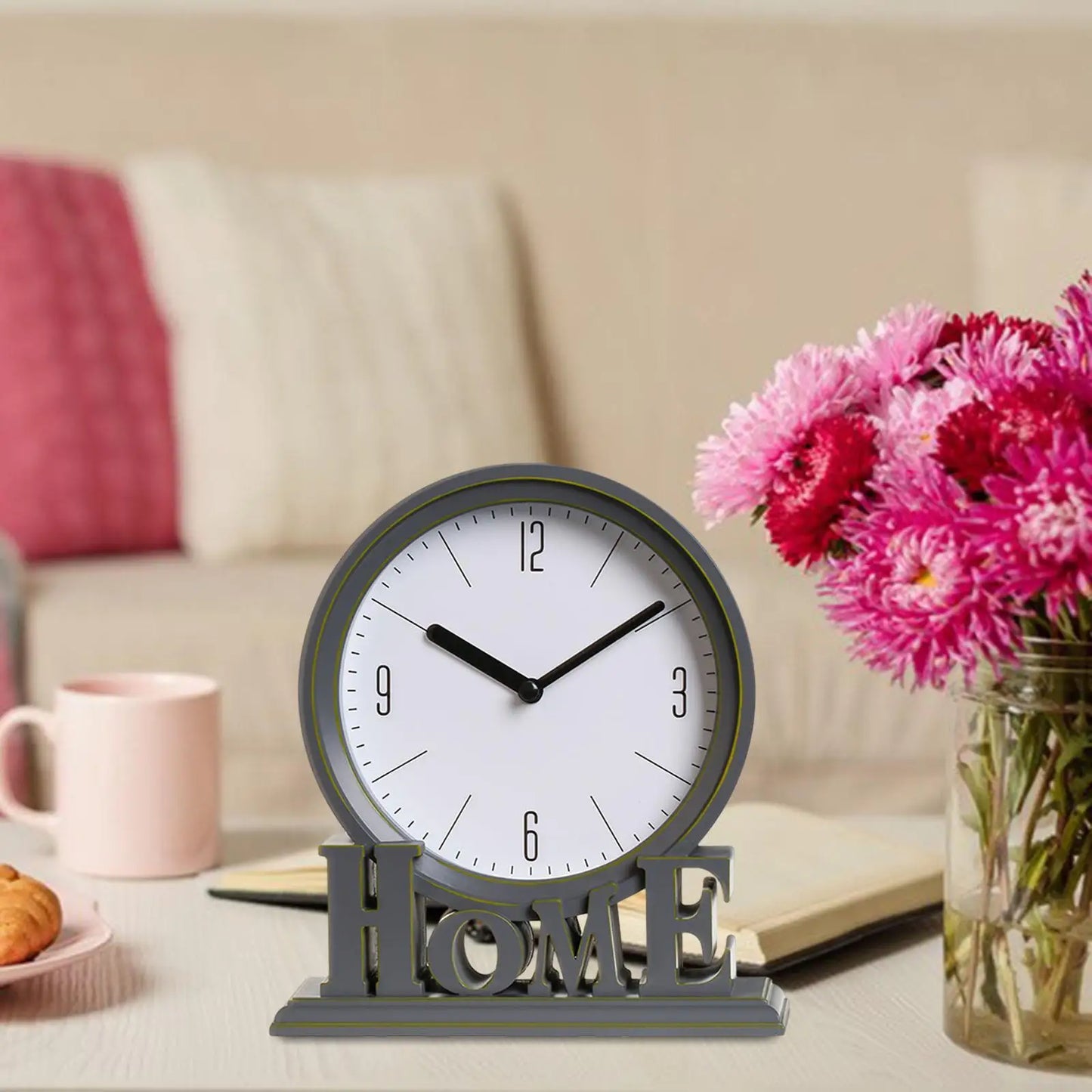 Avelena | Vintage Schreibtischuhr – Stille Uhr – Zuhause – Tischuhr – Dekorativ – 18,5 x 6 x 20,6 cm