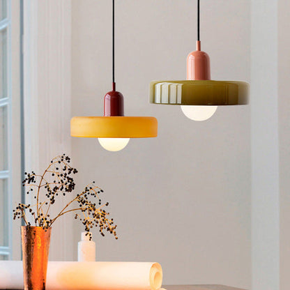 Avelena |  Pendelleuchte aus farbigem Glas | Elegante Hängeleuchte im Bauhaus-Stil | Designlampe für Wohnzimmer & Esszimmer