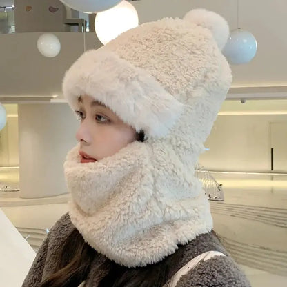 Avelena | Damen Wintermütze mit Schal | Flauschig & Winddicht | Warmes Outdoor Set