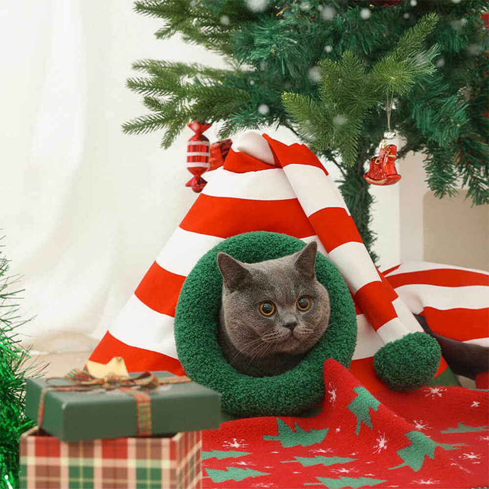 Avelena | Weiches Weihnachts Katzenbett für festliche Wohnräume
