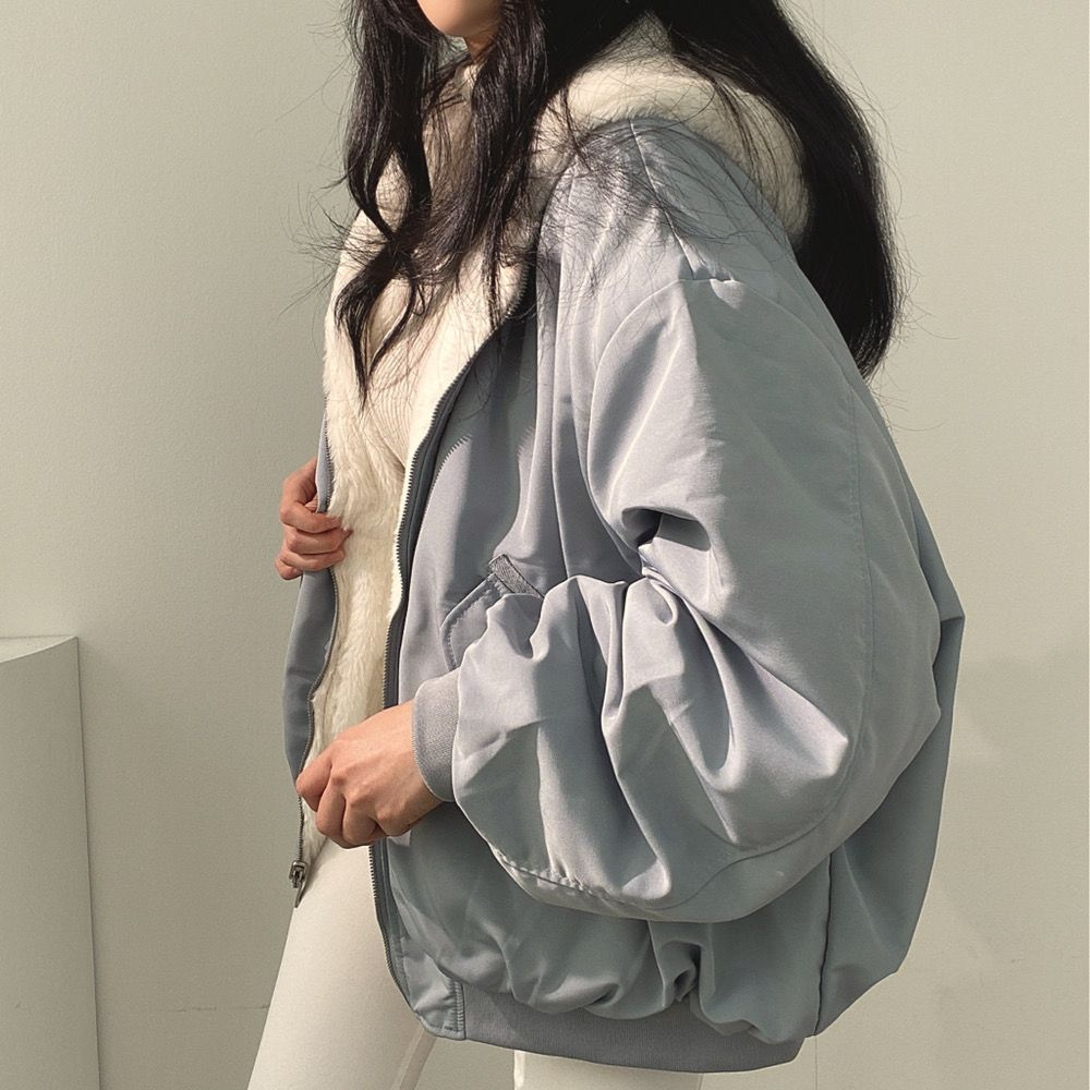 Avelena | Wende-Fleece Damenjacke – Warme leichte Winterjacke mit Kapuze