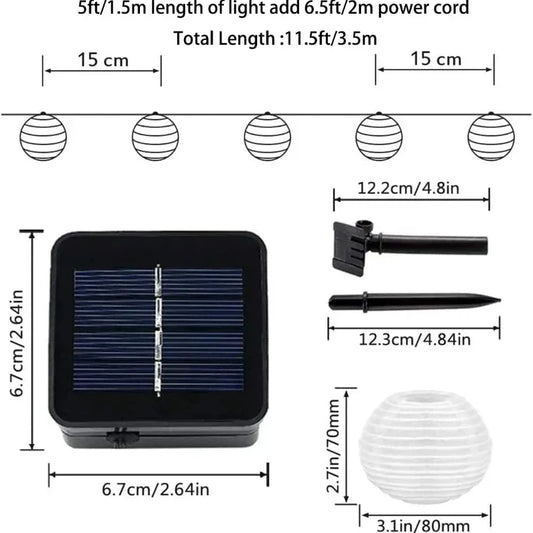 Avelena | SunShade Solar Lantern String Lights – Wetterfeste Außen-LED-Dekoration