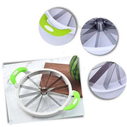 Avelena | Edelstahl Wassermelonen Schneider – 12-Scheiben Obstschneider mit rutschfesten Griffen