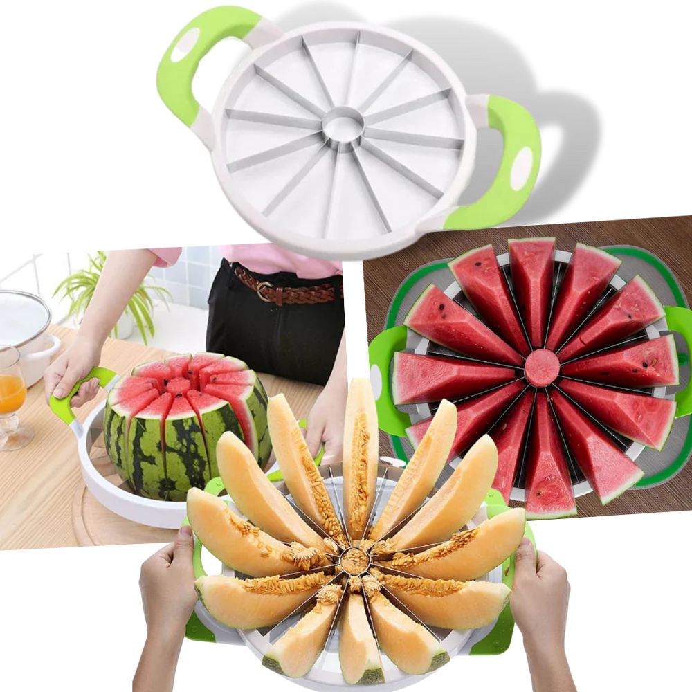 Avelena | Edelstahl Wassermelonen Schneider – 12-Scheiben Obstschneider mit rutschfesten Griffen