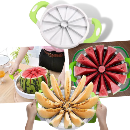 Avelena | Edelstahl Wassermelonen Schneider – 12-Scheiben Obstschneider mit rutschfesten Griffen