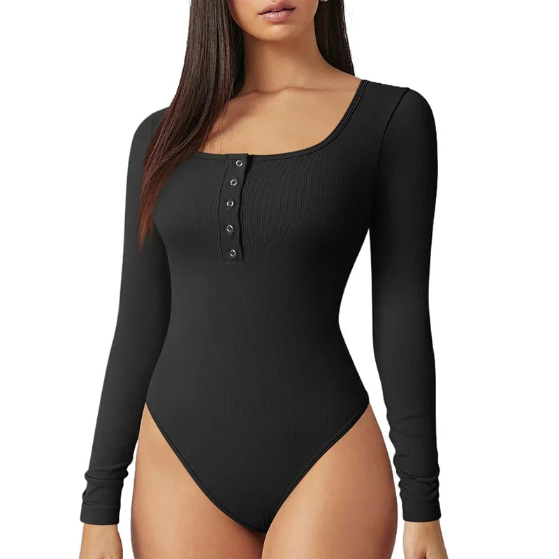 Gerippter Bodysuit mit Langen Ärmeln