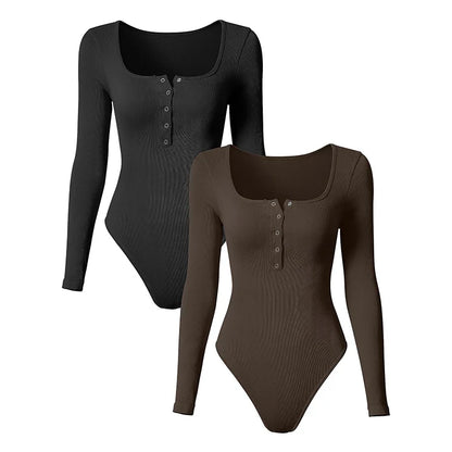 Gerippter Bodysuit mit Langen Ärmeln