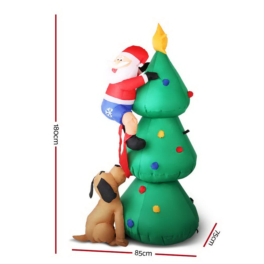 Avelena | Jingle Jollys Weihnachtsaufblasbarer Weihnachtsmann Holz 1.8M Beleuchtet Dekorationen