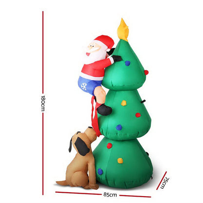Avelena | Jingle Jollys Weihnachtsaufblasbarer Weihnachtsmann Holz 1.8M Beleuchtet Dekorationen