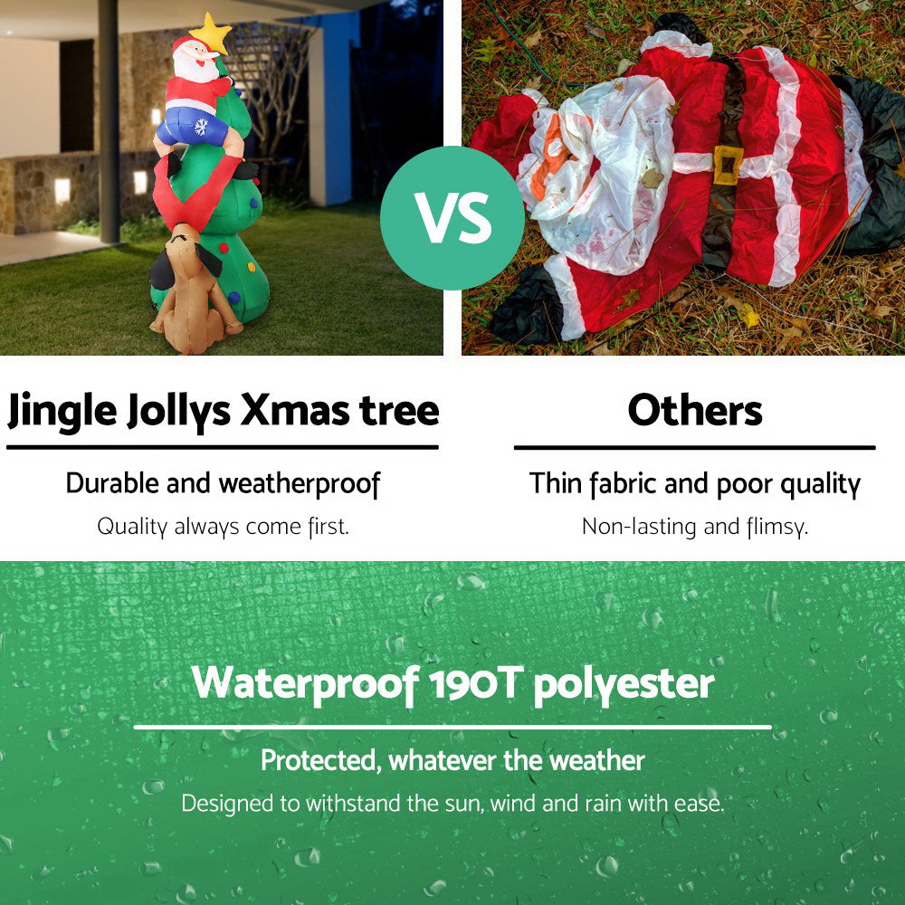 Avelena | Jingle Jollys Weihnachtsaufblasbarer Weihnachtsmann Holz 1.8M Beleuchtet Dekorationen