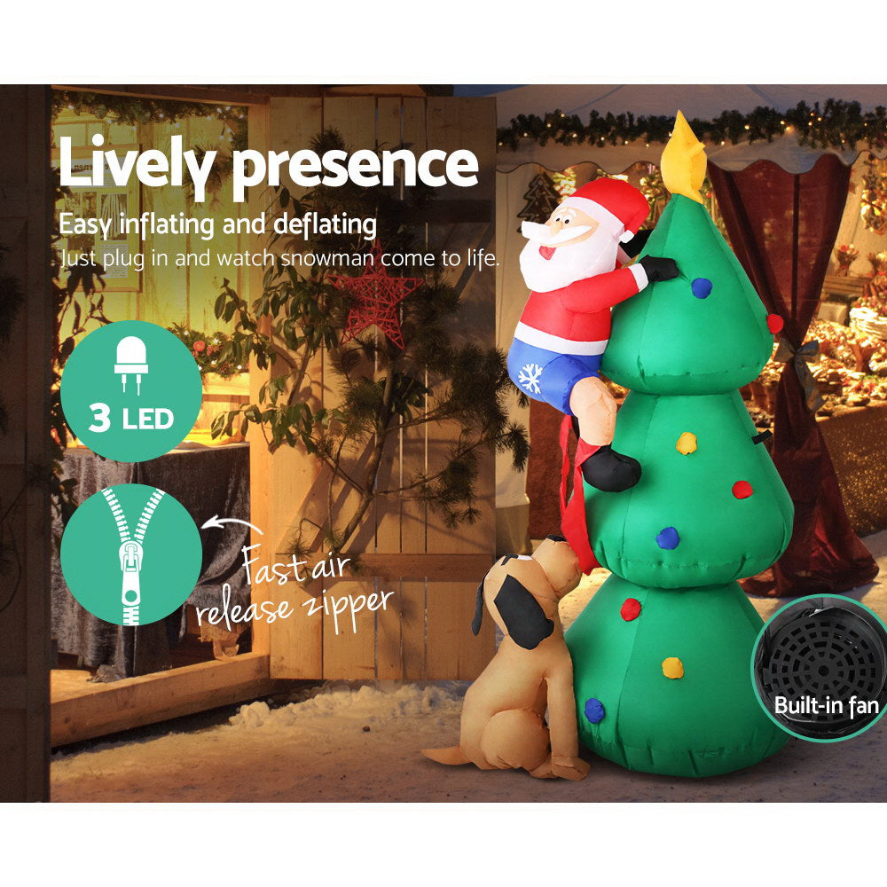 Avelena | Jingle Jollys Weihnachtsaufblasbarer Weihnachtsmann Holz 1.8M Beleuchtet Dekorationen