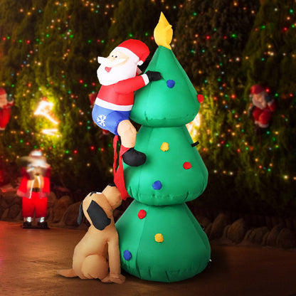 Avelena | Jingle Jollys Weihnachtsaufblasbarer Weihnachtsmann Holz 1.8M Beleuchtet Dekorationen