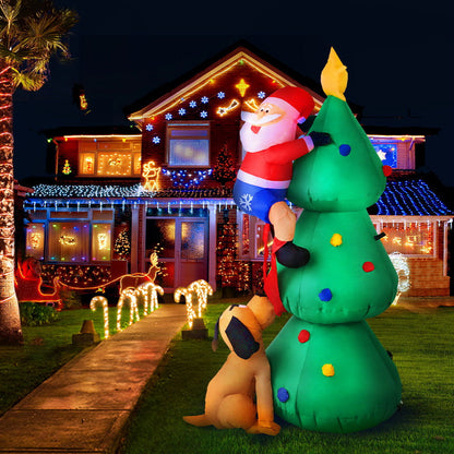 Avelena | Jingle Jollys Weihnachtsaufblasbarer Weihnachtsmann Holz 1.8M Beleuchtet Dekorationen