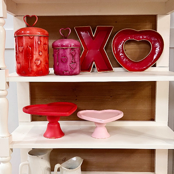 Avelena | Rotes Xo Metall Servierplatte, Set mit Zwei