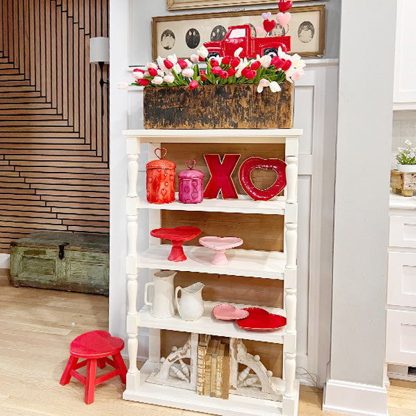 Avelena | Rotes Xo Metall Servierplatte, Set mit Zwei
