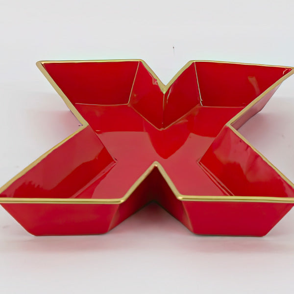 Avelena | Rotes Xo Metall Servierplatte, Set mit Zwei