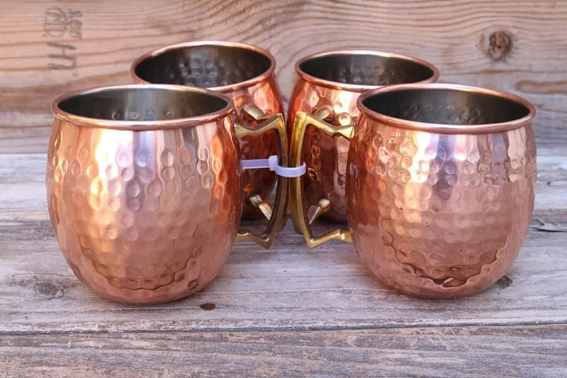 Avelena | Gehammerte Kupferbecher Set Chillcopper