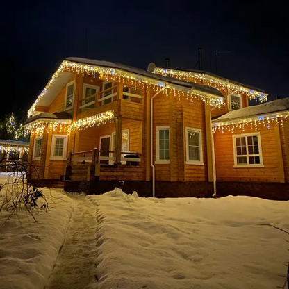 Avelena | WinterGlow Lichtvorhang – Warmweiß Wetterfest LED Weihnachtsvorhang