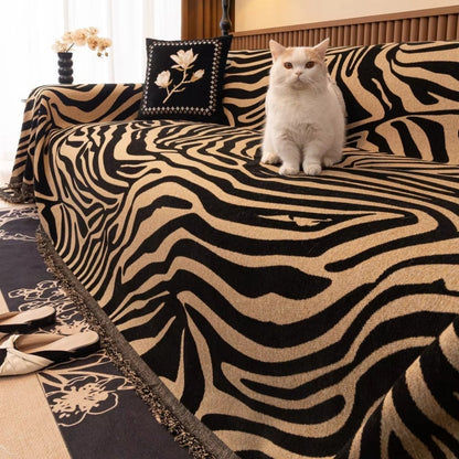 Avelena | Zentara Chenille Zebra geometrischer Sofaüberwurf