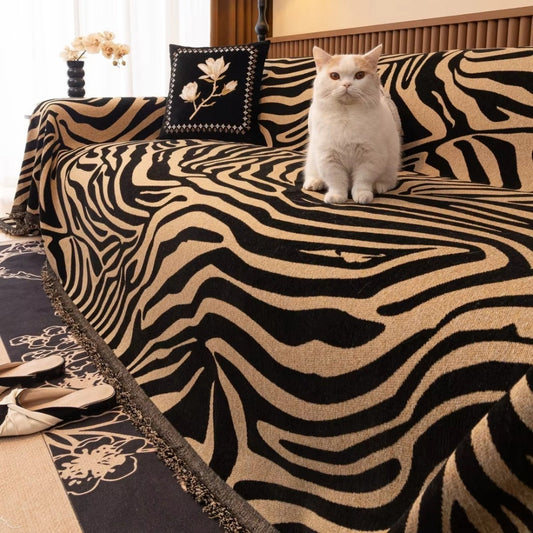 Avelena | Zentara Chenille Zebra geometrischer Sofaüberwurf