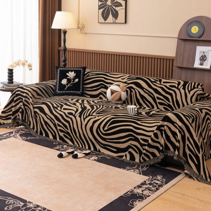 Avelena | Zentara Chenille Zebra geometrischer Sofaüberwurf