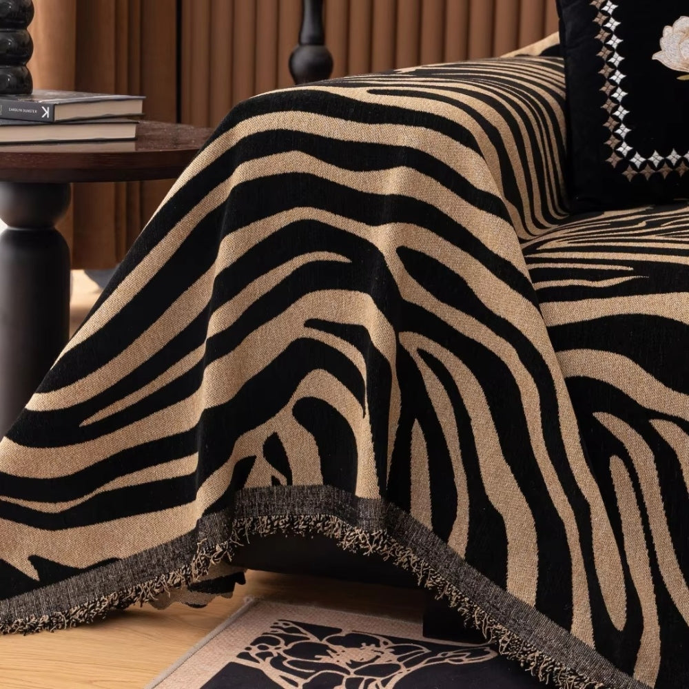 Avelena | Zentara Chenille Zebra geometrischer Sofaüberwurf