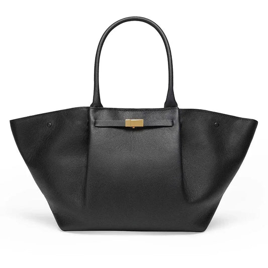 Avelena | Tassa Luxus Oversized Schultertasche mit goldener Verschluss - Elegante Minimalistische Tote für Frauen